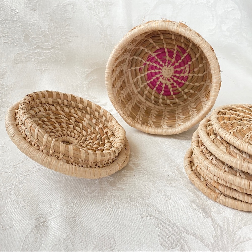 Natural Woven Coaster Set with Lidded Basket & Studio Pottery Candle Holder - Picture 8 of 16